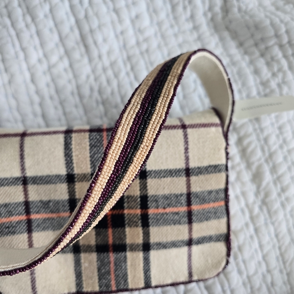 Anthropologie Fiona Beaded Horse Equestrian British Check Old Money NWT - Picture 9 of 13